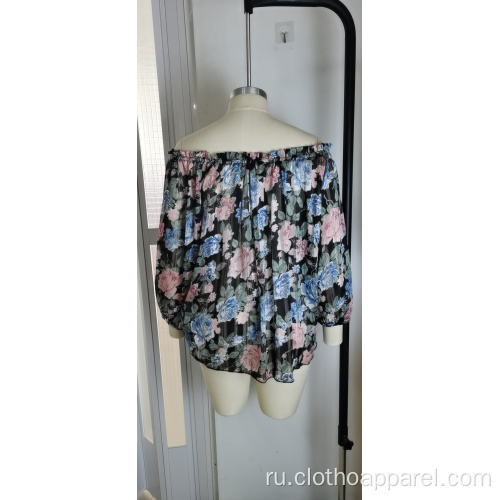 Модная женская блузка с открытыми плечами и рюшами